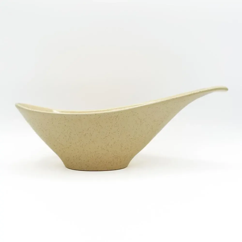 Metlox Poppytrail Mid Century Speckled Freeform Yellow Gravy Boat Serving Dish